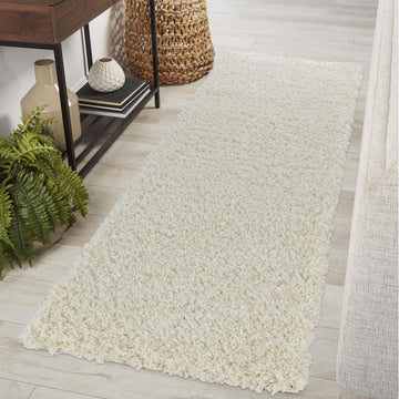 Oxford OXF00 Plain Plush Soft Stain-Resistant Textured Polypropylene Shaggy Ivory Runner-Desire Rugs-Rug Love - The Most Loved Rug Store